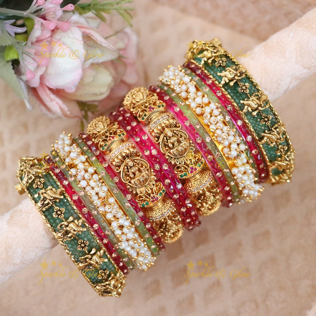 Exquisite Mint Green Ganesha Bridal Bangles