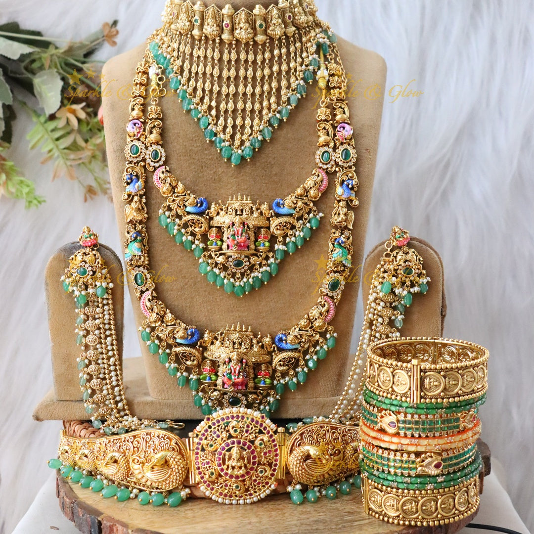 Elegant Lakshmi Temple Bridal Set - Choker & Kamarbandh