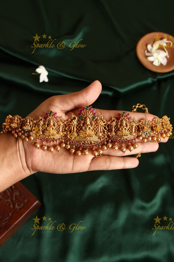 Premium Matte Lakshmi Hip chain - Multi