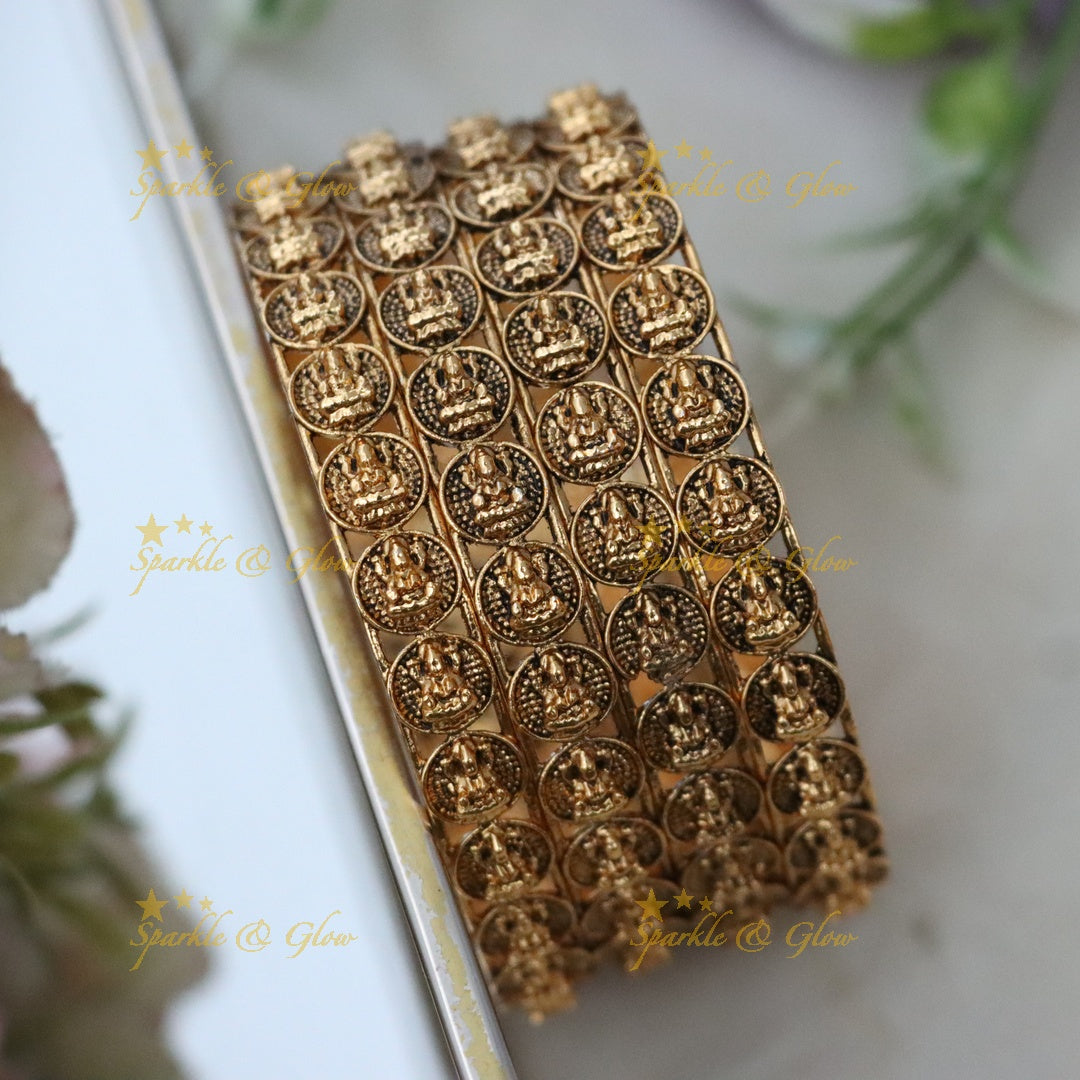 Exquisite Gold Temple Idol Bangle for Weddings & Festivals