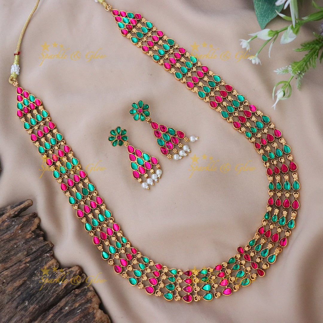 Multicolour Indian Necklace Set for Festive Glam