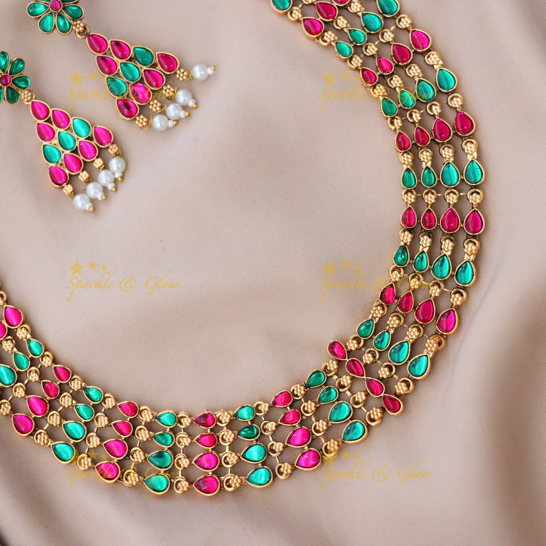 Multicolour Indian Necklace Set for Festive Glam