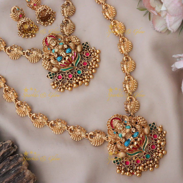 Temple Gold Bridal Necklace Set - Sparkle & Glow