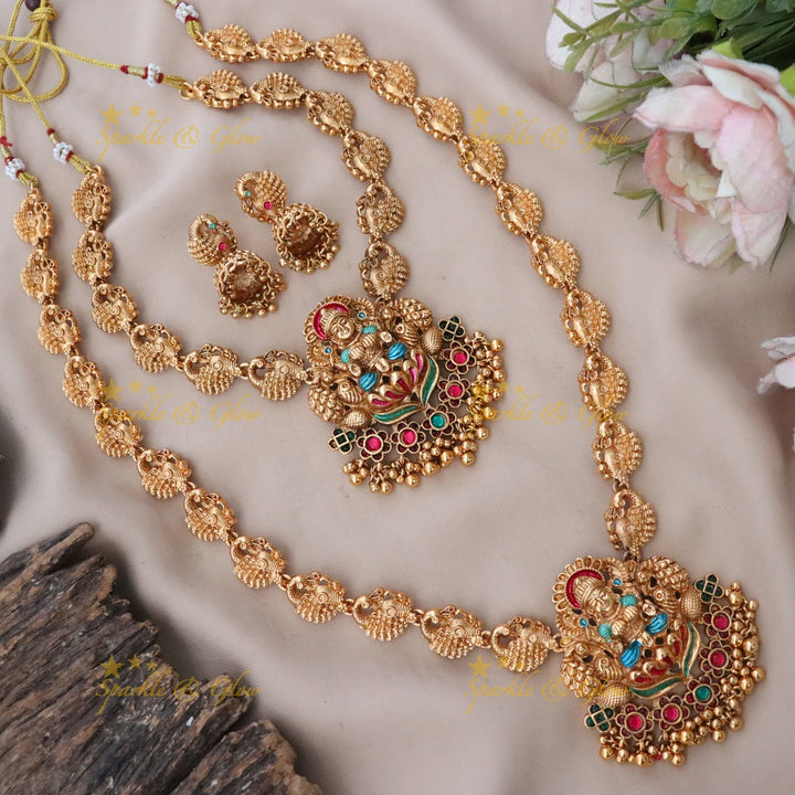 Temple Gold Bridal Necklace Set - Sparkle & Glow