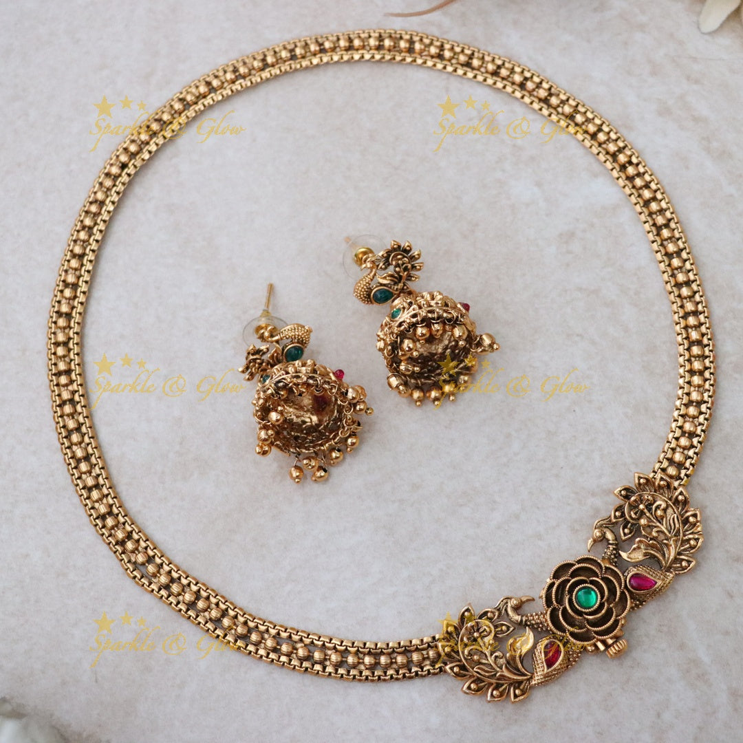 Elegant Gold-Tone Floral Necklace Perfect for Festivities
