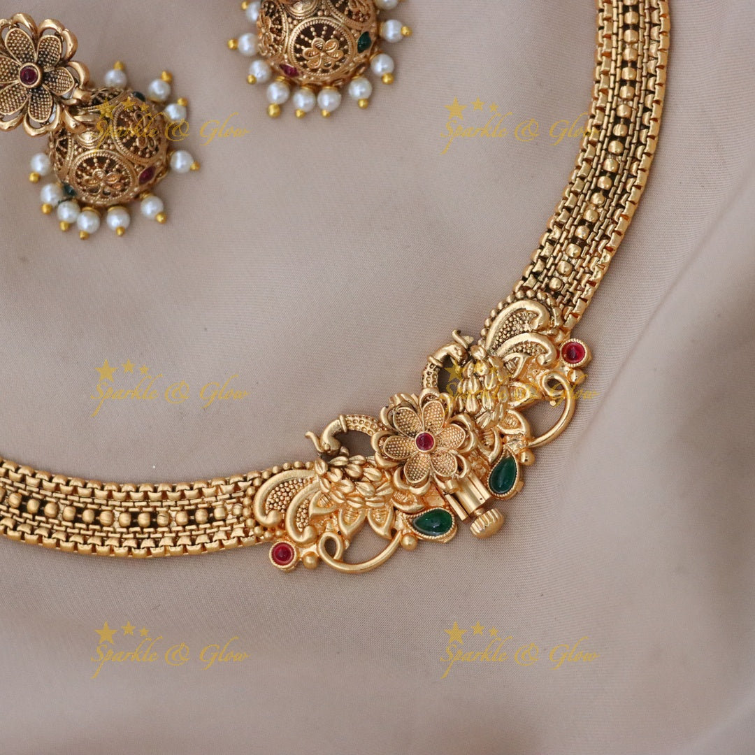 Radiant Gold-Plated Necklace for Festive Celebrations