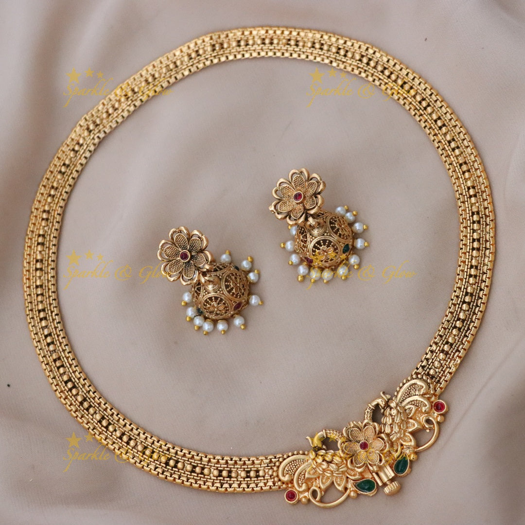 Radiant Gold-Plated Necklace for Festive Celebrations