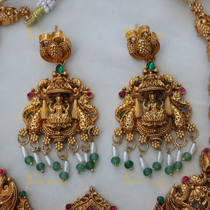 Exquisite Gold Temple Necklace Set - Perfect for Weddings