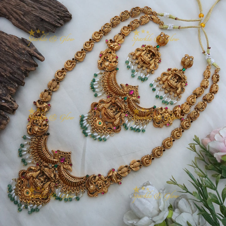 Exquisite Gold Temple Necklace Set - Perfect for Weddings