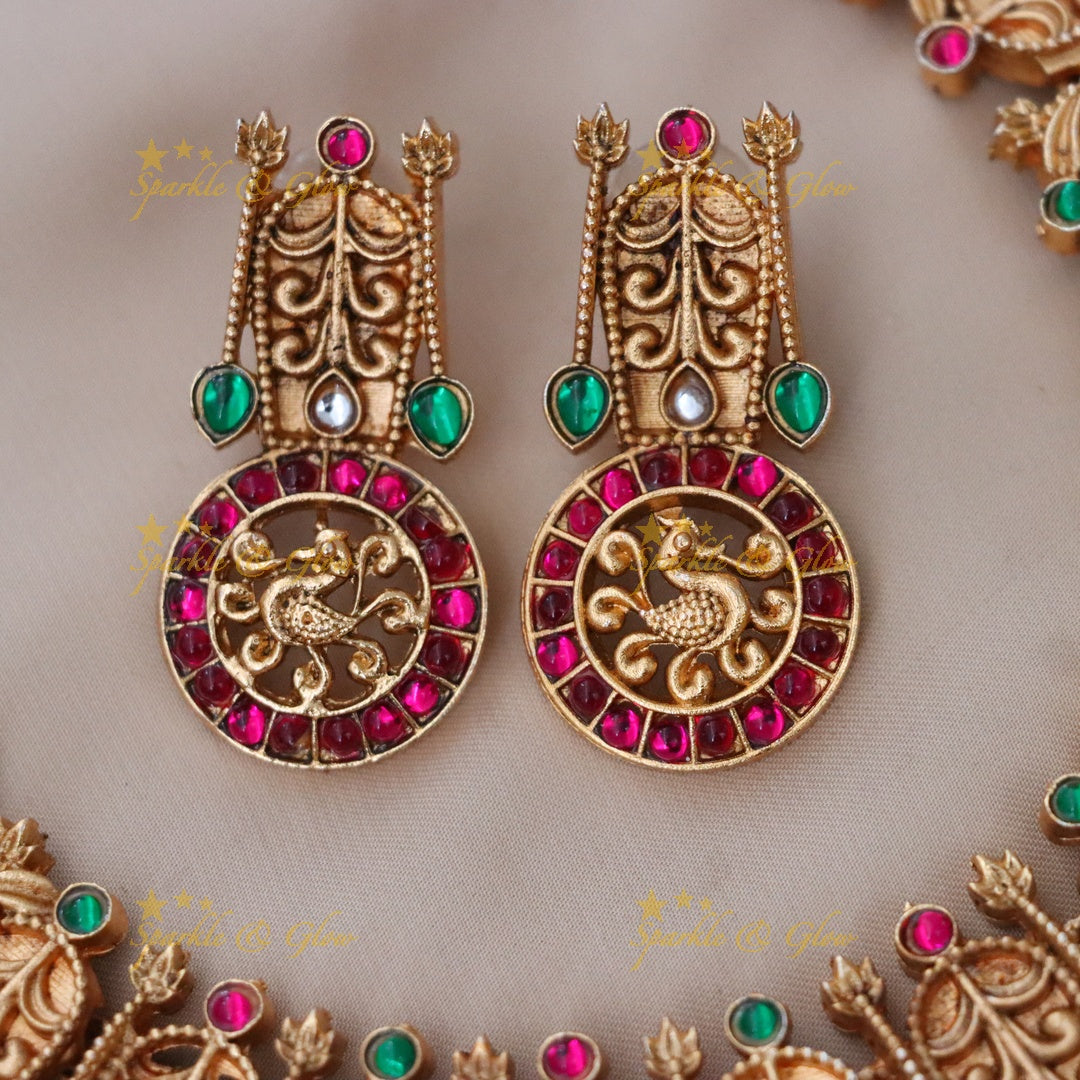 Dazzling Indian Bridal Temple Jewellery Set