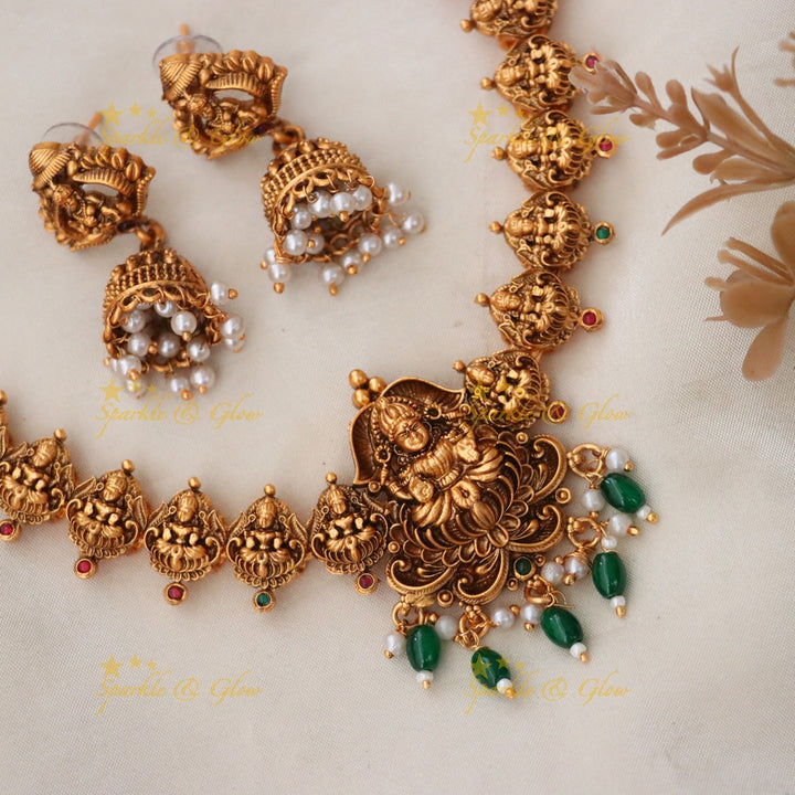 Exquisite Temple-Inspired Gold Plated Necklace