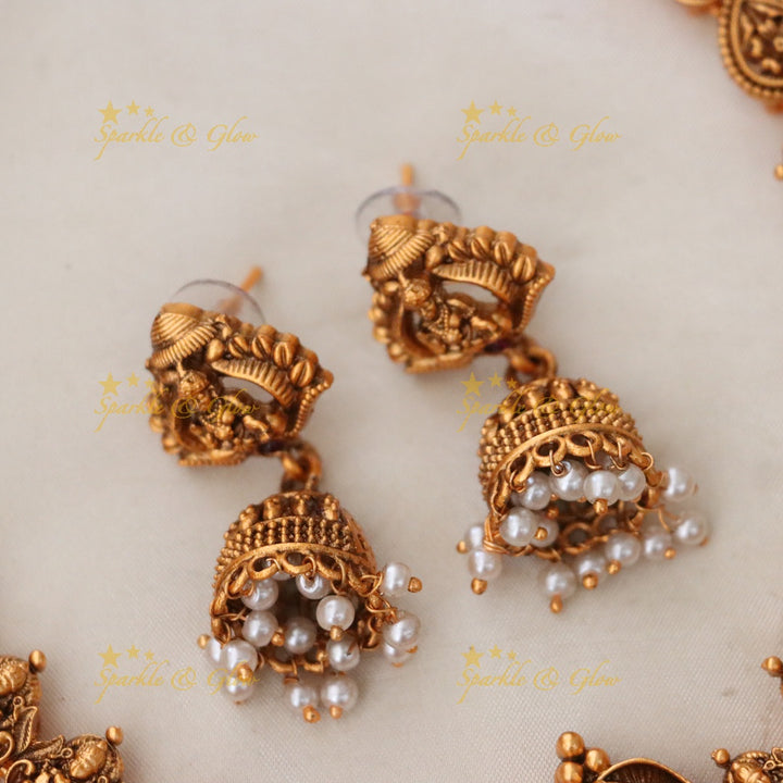 Exquisite Temple-Inspired Gold Plated Necklace