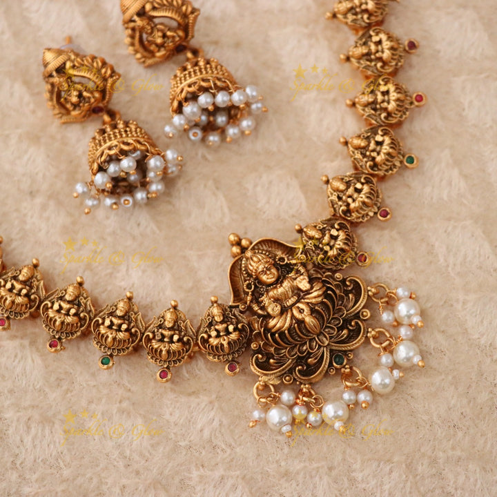 Exquisite Temple-Inspired Gold Plated Necklace