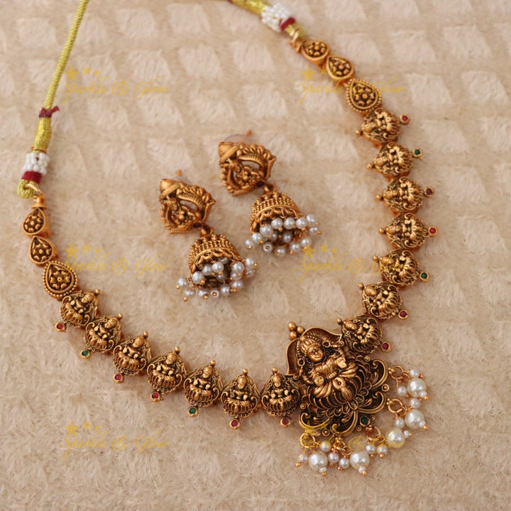 Exquisite Temple-Inspired Gold Plated Necklace