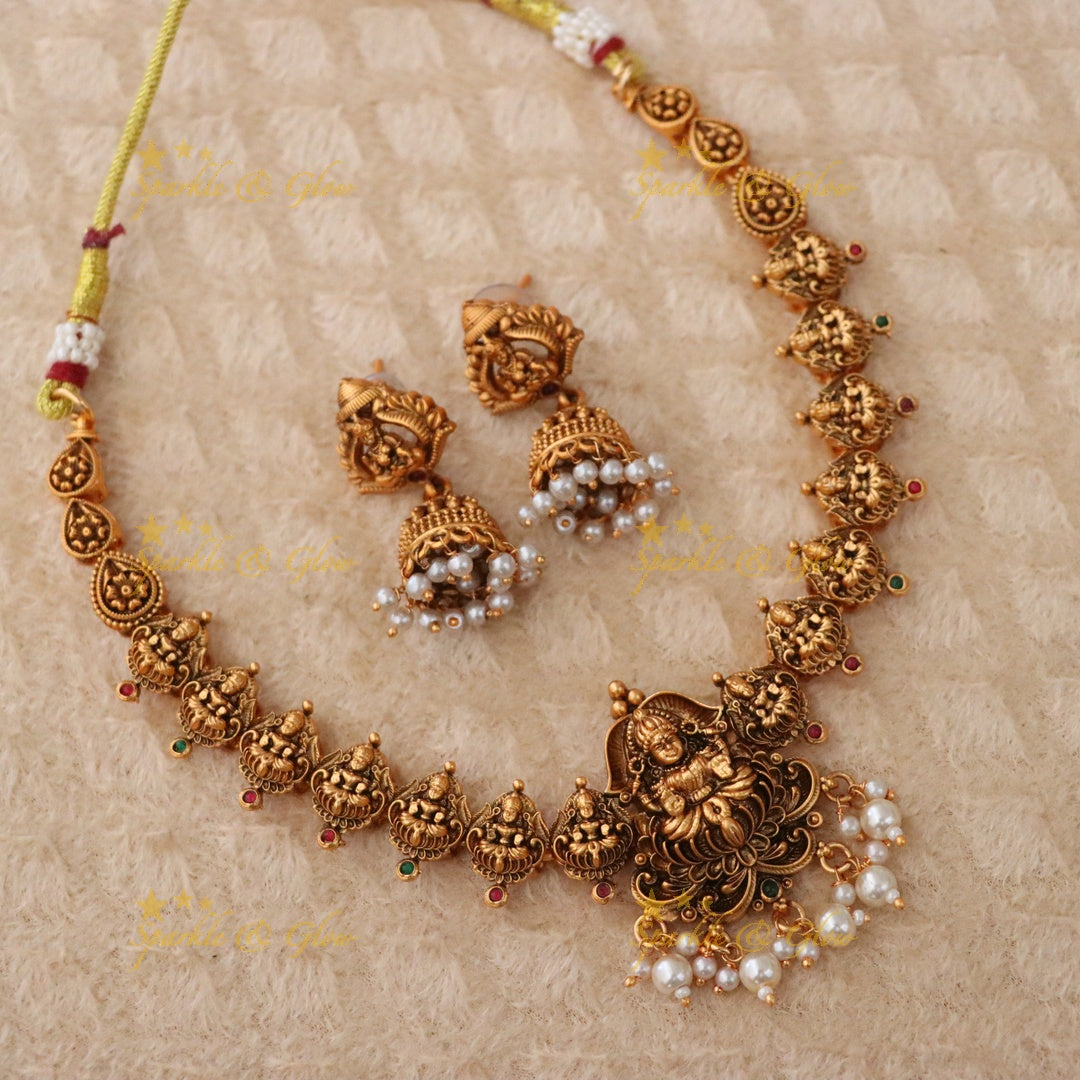 Exquisite Temple-Inspired Gold Plated Necklace