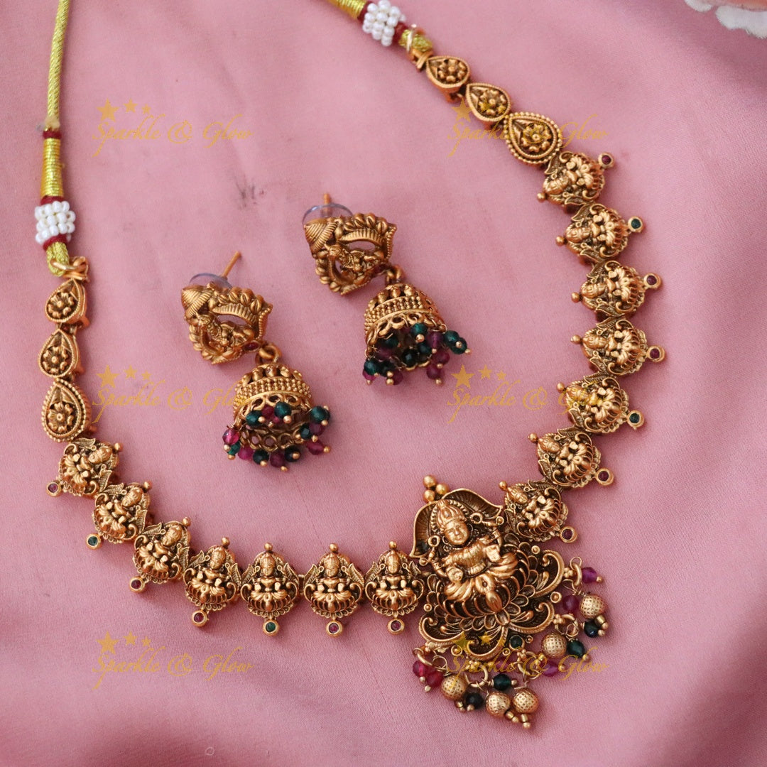 Exquisite Temple-Inspired Gold Plated Necklace