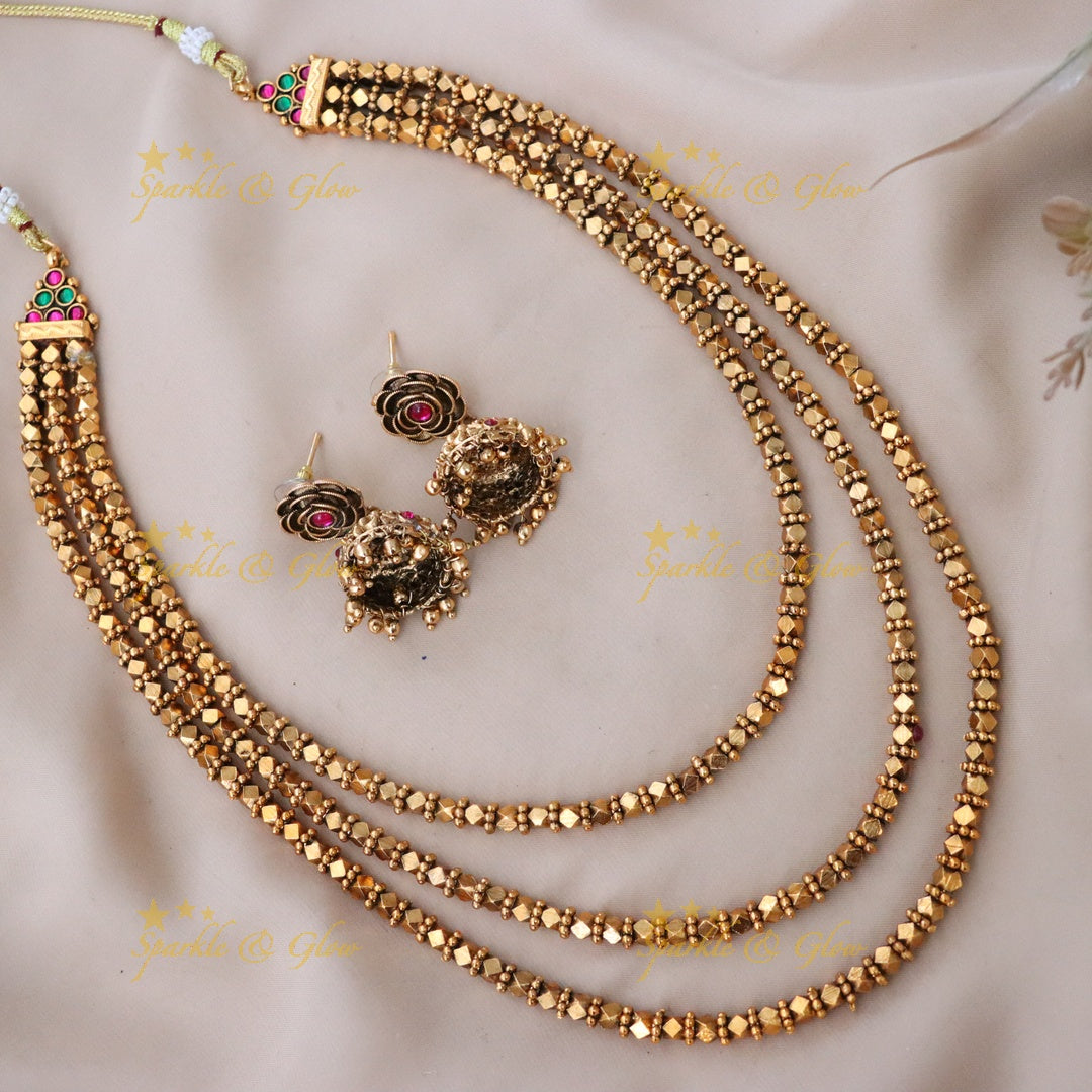 Elegant Gold Long Necklace Set for Weddings & Festivals