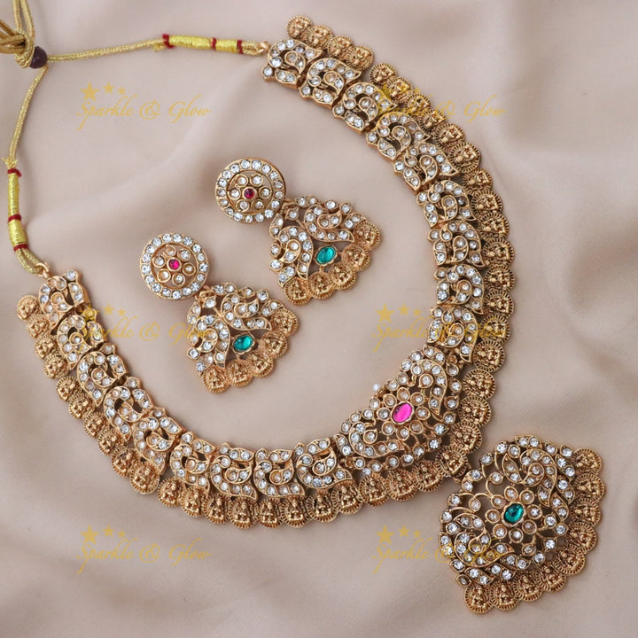 Exquisite Gold-Toned Temple Necklace Set for Weddings