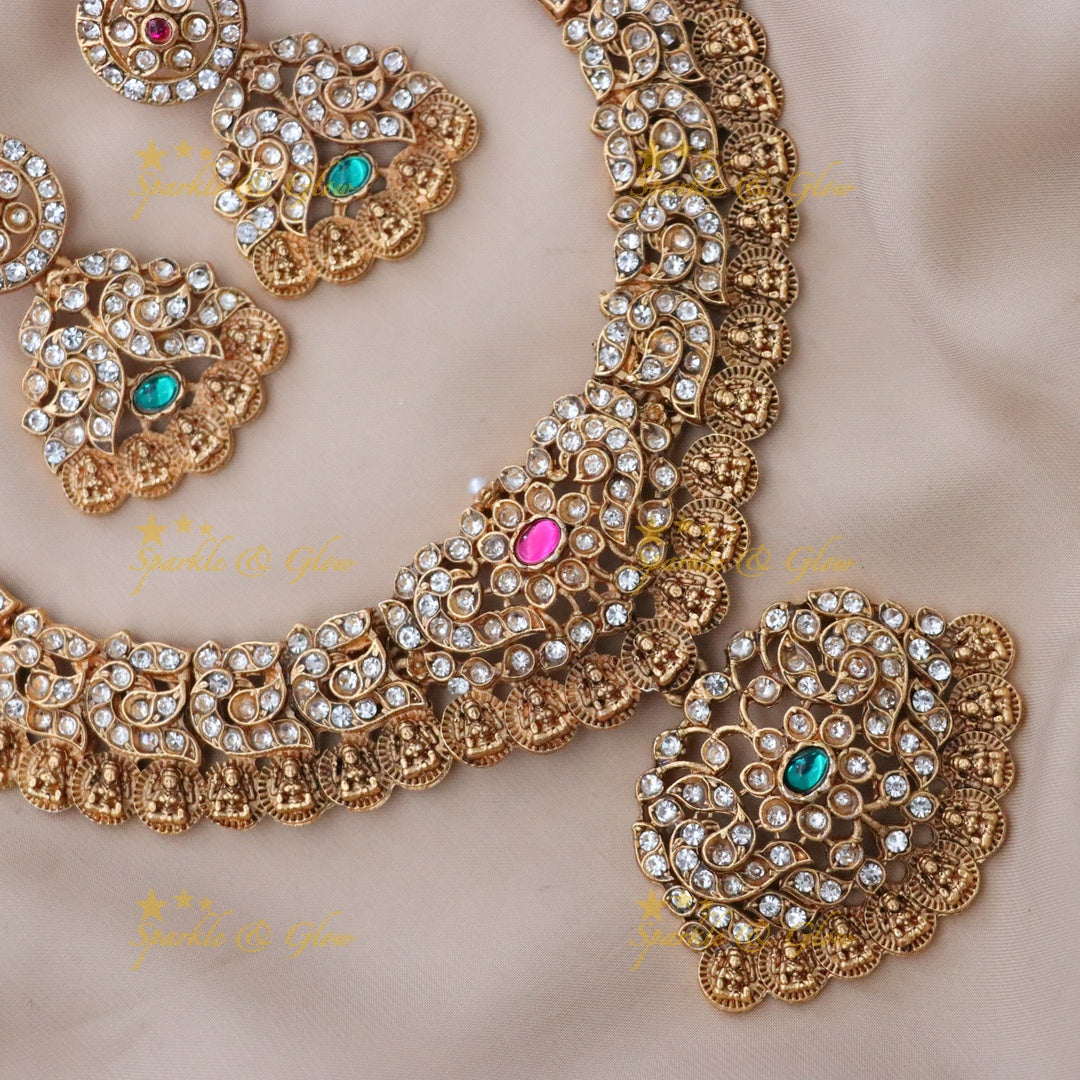 Exquisite Gold-Toned Temple Necklace Set for Weddings