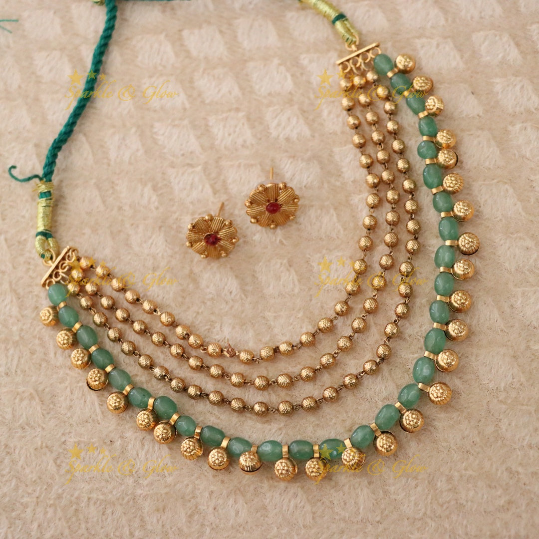 Exquisite Gold-Plated Beaded Necklace for Celebrations