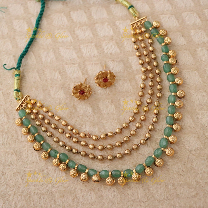 Exquisite Gold-Plated Beaded Necklace for Celebrations