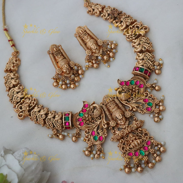 Stunning Gold-Tone Temple Necklace Set for Festivals