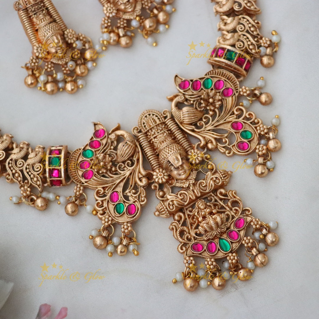 Stunning Gold-Tone Temple Necklace Set for Festivals