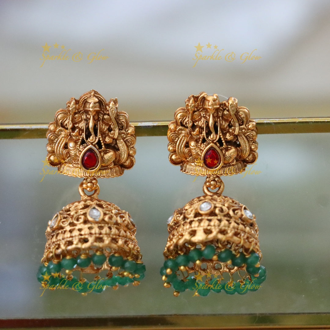 Elegant Temple Necklace with Ganesh Pendant