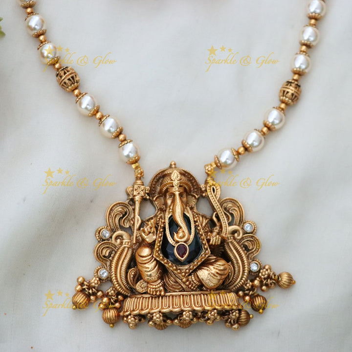 Elegant Temple Necklace with Ganesh Pendant