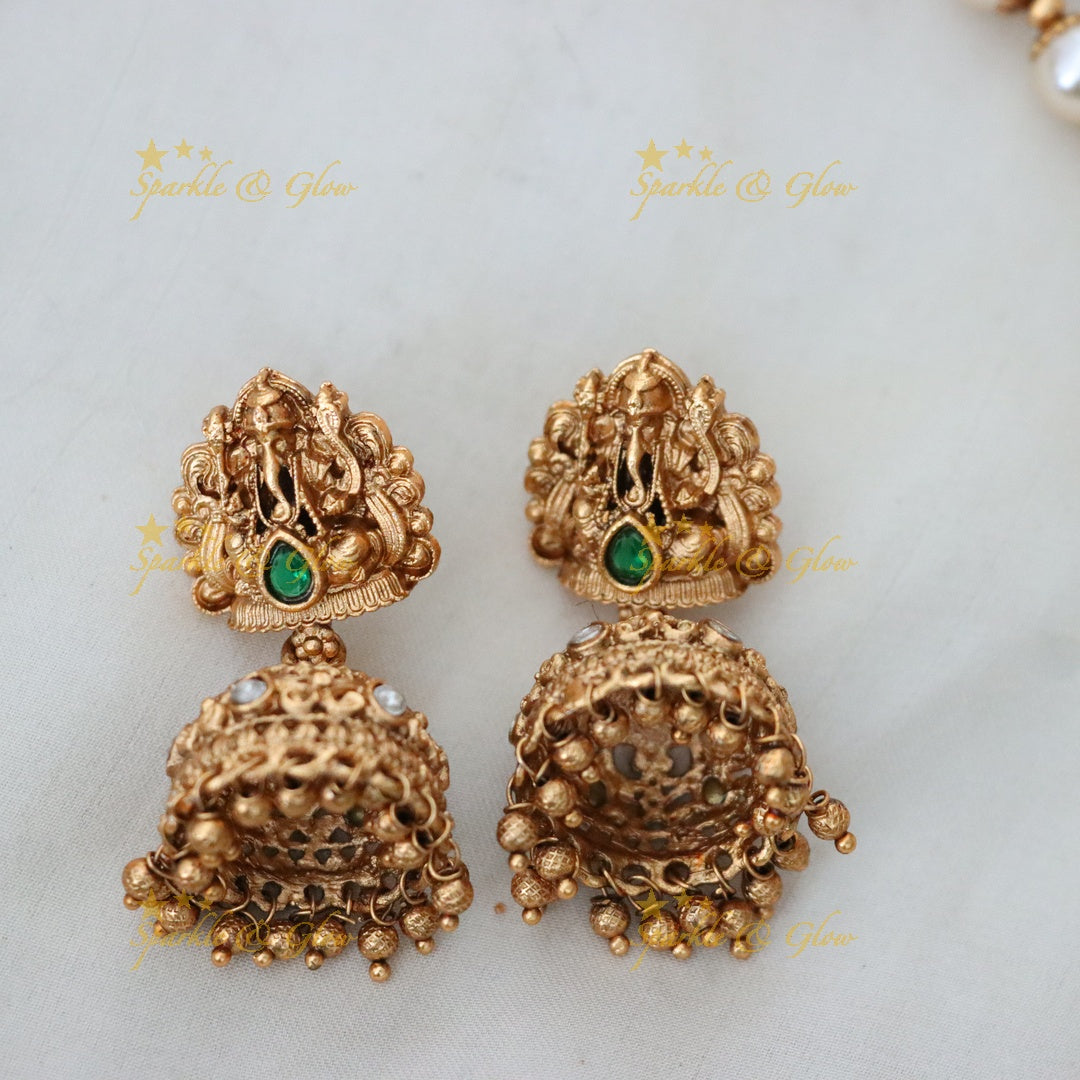Elegant Temple Necklace with Ganesh Pendant