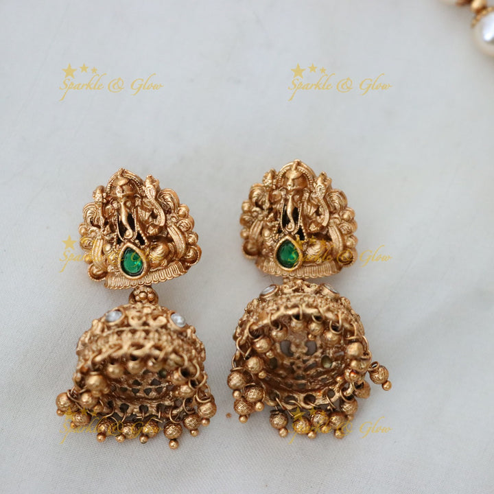 Elegant Temple Necklace with Ganesh Pendant