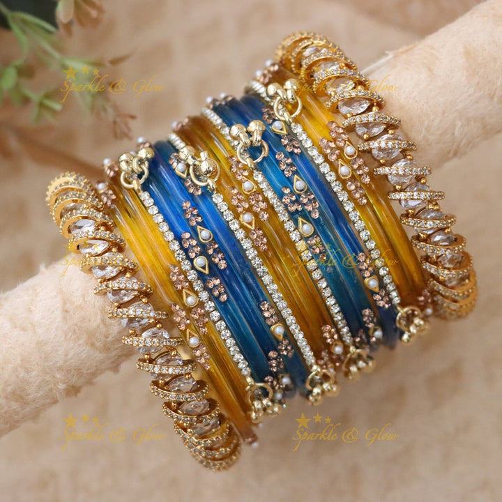 Vintage Floral Bridal Bangles Set - Sparkle & Glow