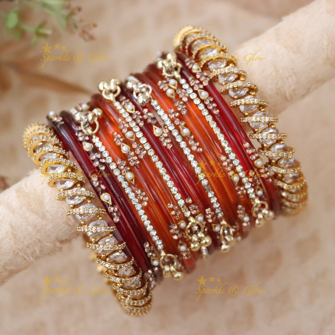 Vintage Floral Bridal Bangles Set - Sparkle & Glow
