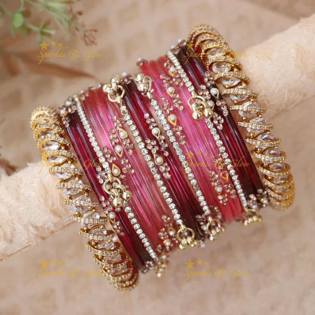 Vintage Floral Bridal Bangles Set - Sparkle & Glow