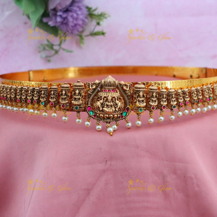 Elegant Temple Design Gold Hip Belt for Festive Bliss