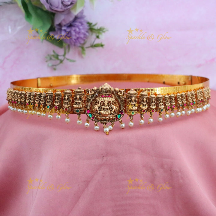 Elegant Temple Design Gold Hip Belt for Festive Bliss