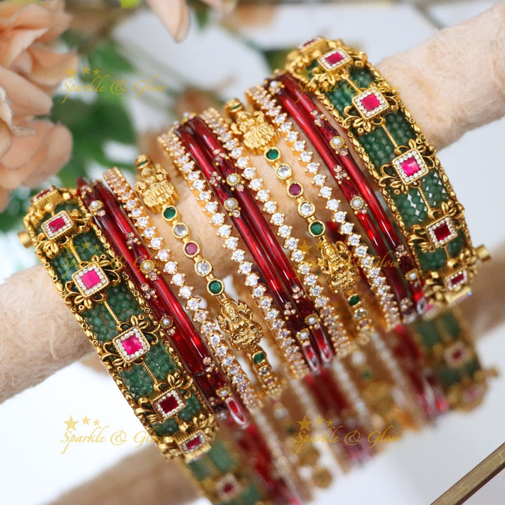 Exquisite Mintgreen Kundan Bridal Bangle Set
