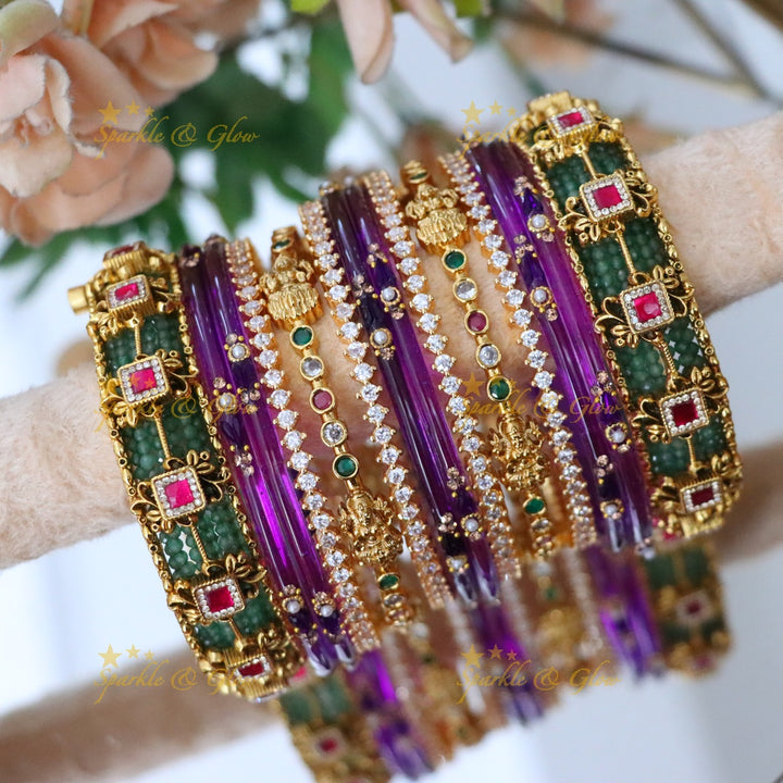 Exquisite Mintgreen Kundan Bridal Bangle Set