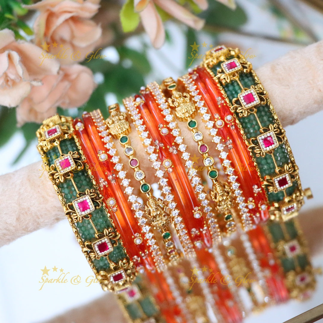 Exquisite Mintgreen Kundan Bridal Bangle Set