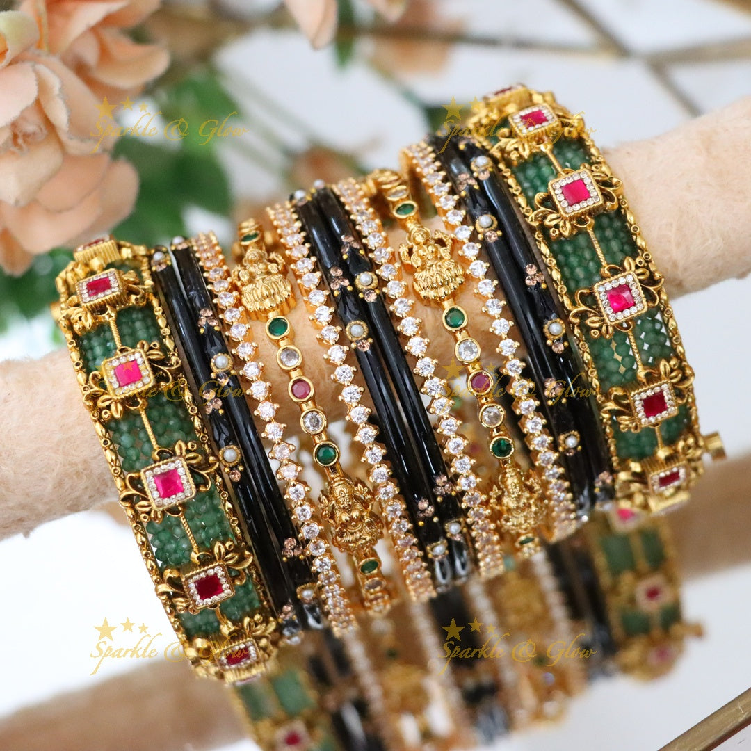 Exquisite Mintgreen Kundan Bridal Bangle Set