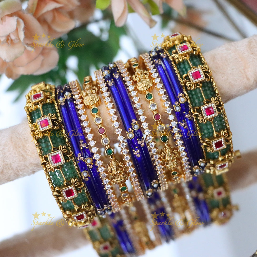 Exquisite Mintgreen Kundan Bridal Bangle Set