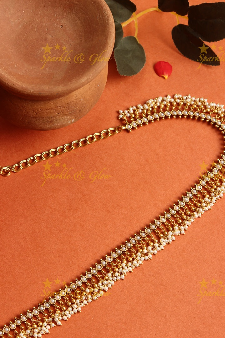 Gold alike polished kemp pearl beads  Hip Chain