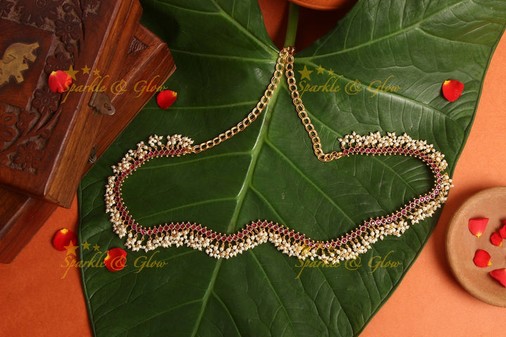 Gold alike polished kemp pearl beads  Hip Chain