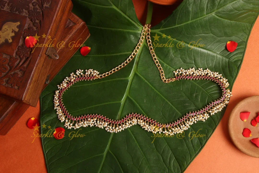 Gold alike polished kemp pearl beads Hip Chain - Sparkle and Glow