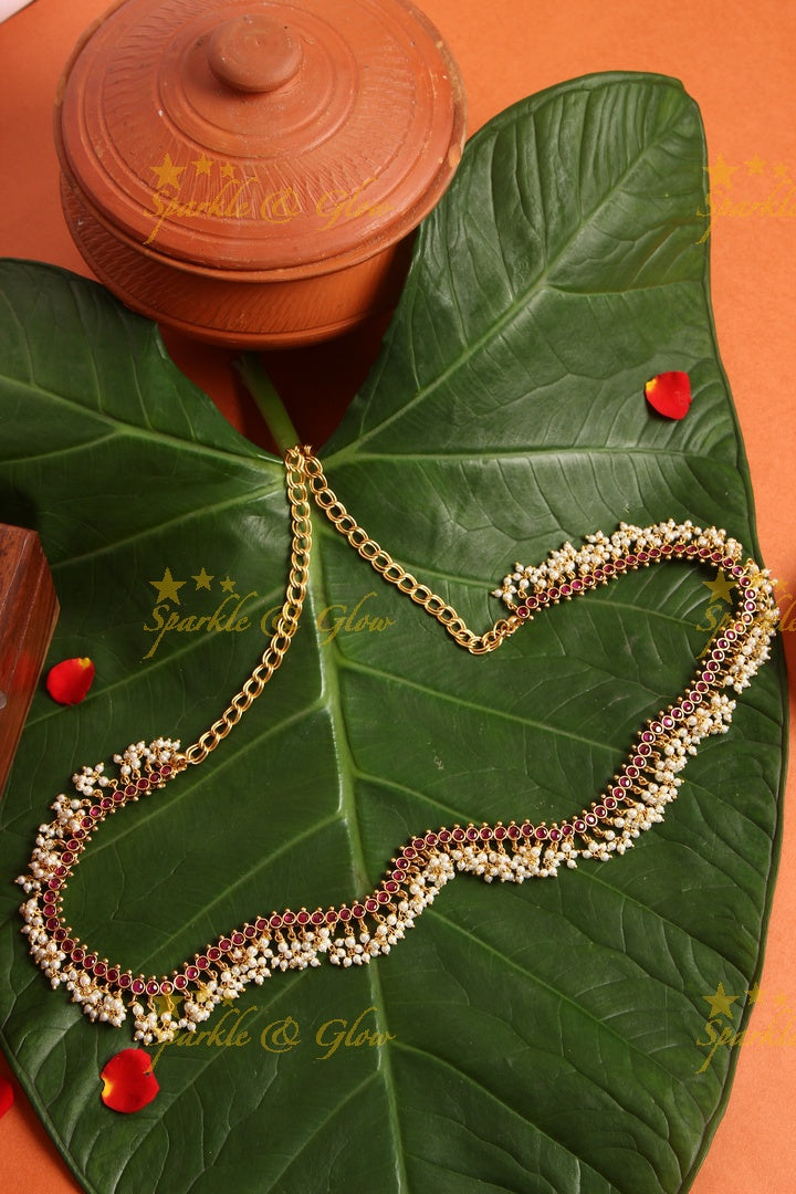 Gold alike polished kemp pearl beads  Hip Chain