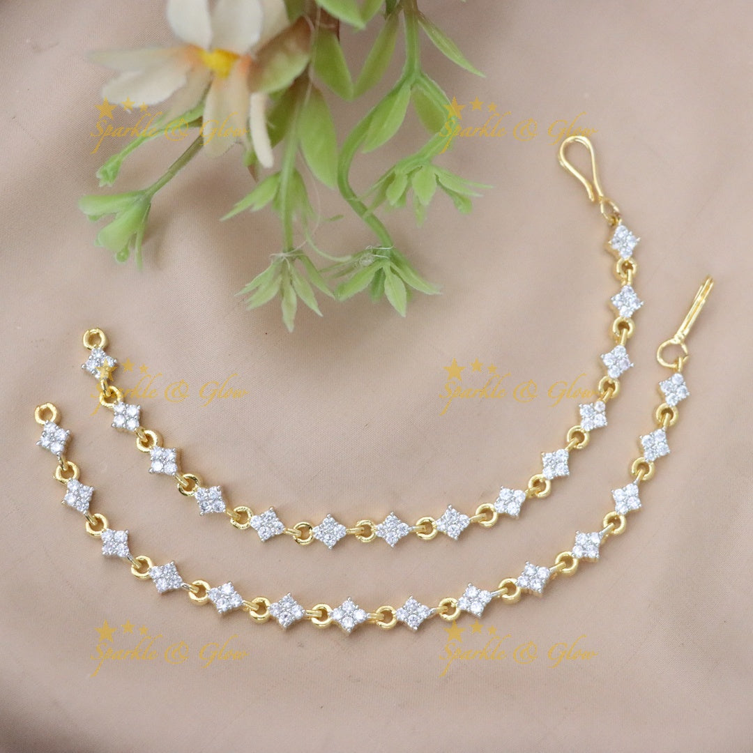 Stunning American Diamond Earchain for Weddings