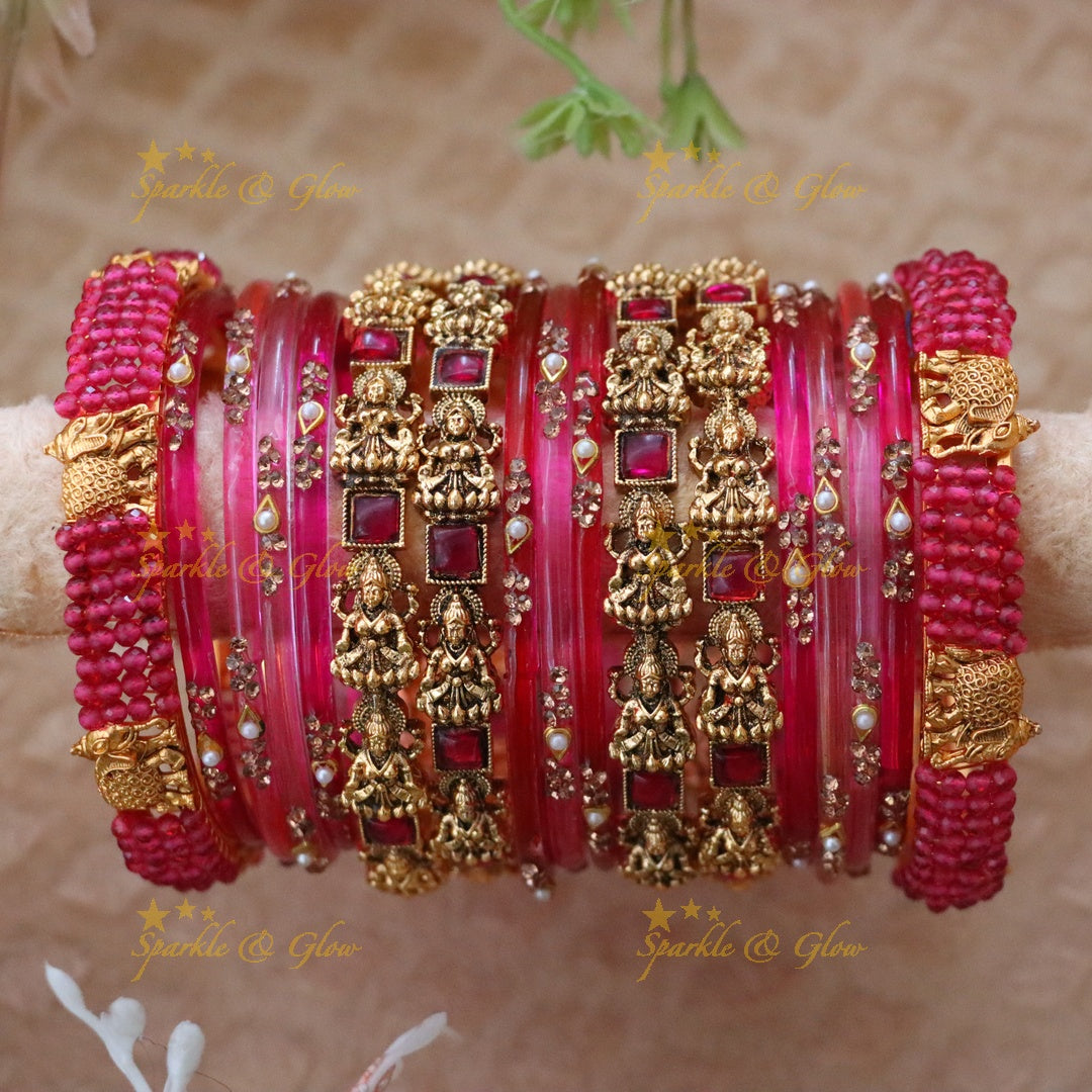 Elegant Bridal Bangles Set with Floral Elephant Design