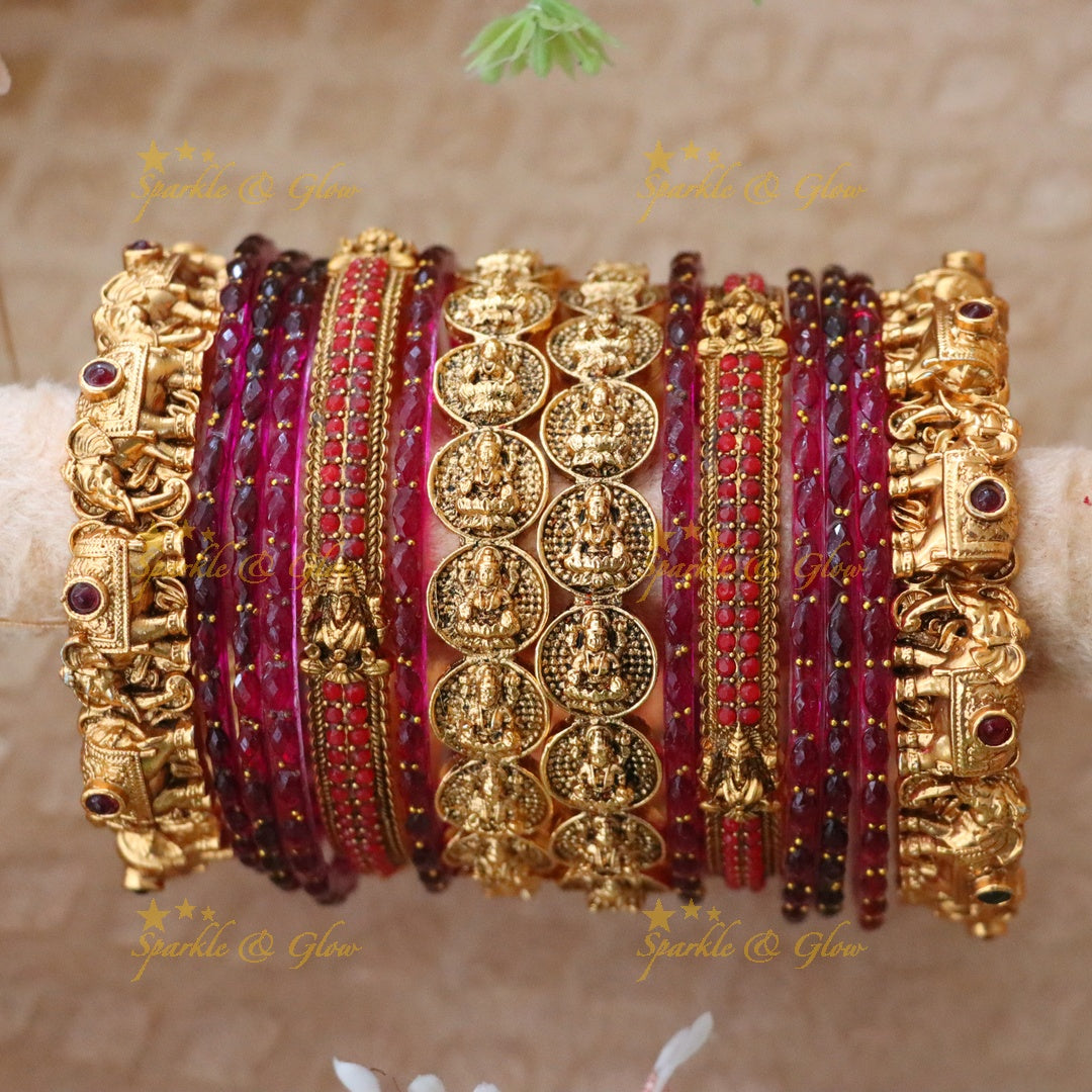 Exquisite Lakshmi Elephant Bangle Set for Brides