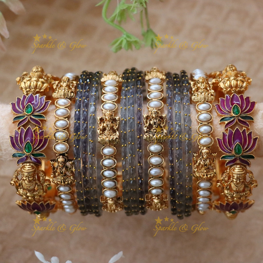 Exquisite Pearl Lakshmi Bangles Set Perfect for Weddings