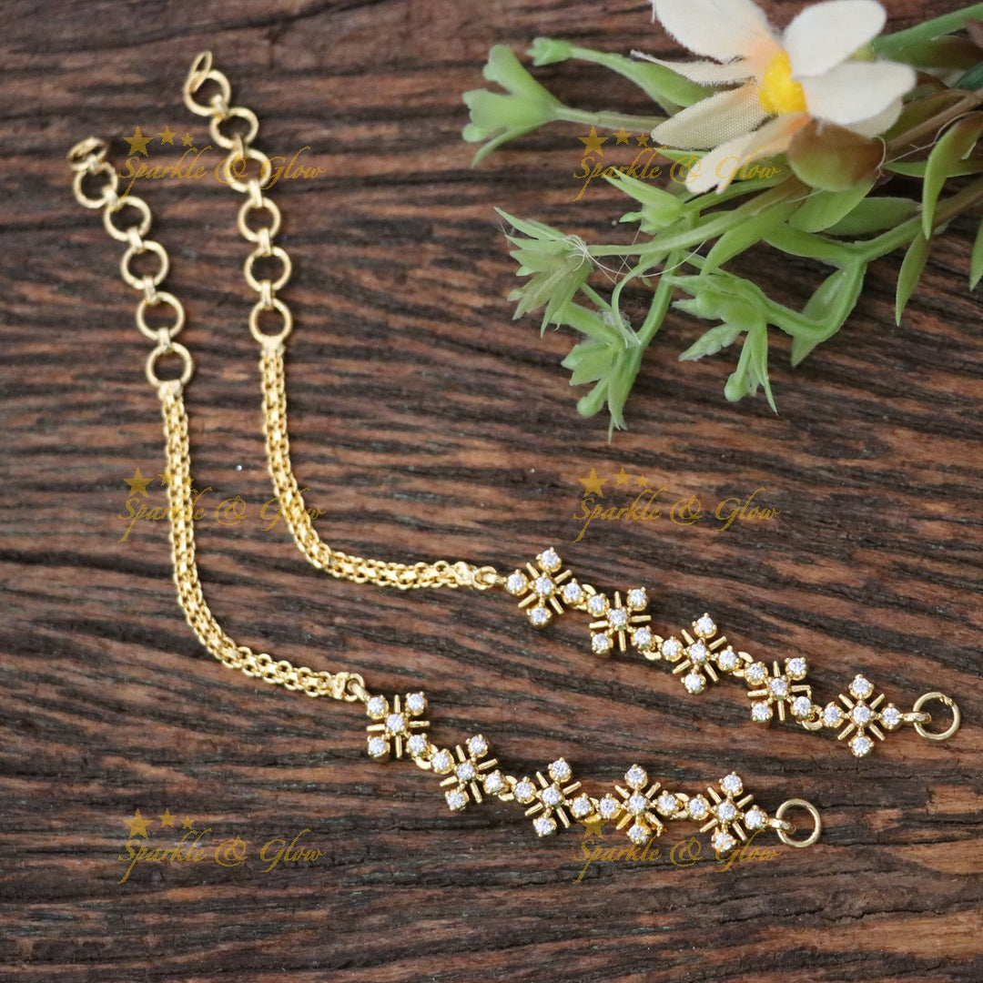 Gold Plated Mattal Earchain - Perfect for Weddings